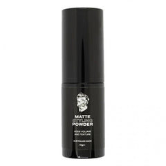 Black matte hair styling powder bottle with flip-top cap, 10gm