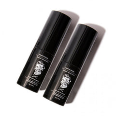 Two black matte hair styling powder bottles with White Pearl labels