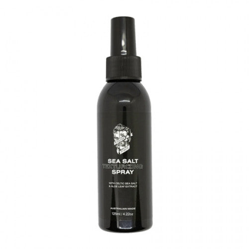 Sea salt spray bottle, dark black with pump and front label