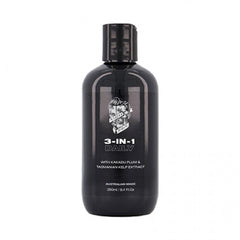 3-in-1 daily hair wash bottle, dark bottle with black cap and 250 ml label