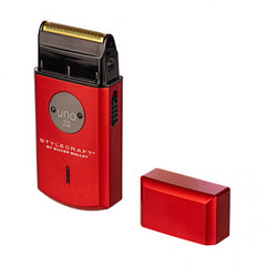 StyleCraft Uno 2.0 foil shaver, red body with black head and side switch