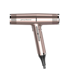 Rose gold Gama Professional hair dryer with dual vent panels and control buttons