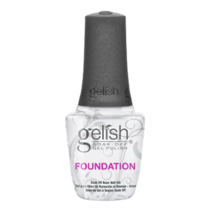 Gelish foundation base gel bottle, clear polish in small glass vial
