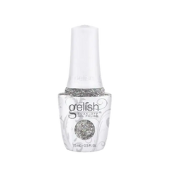 Nail gel polish bottle with glittery silver polish, 15 ml