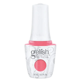 Gel polish bottle with white cap, pink shade, 15 mL label