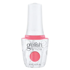 Gel polish bottle with white cap, pink shade, 15 mL label
