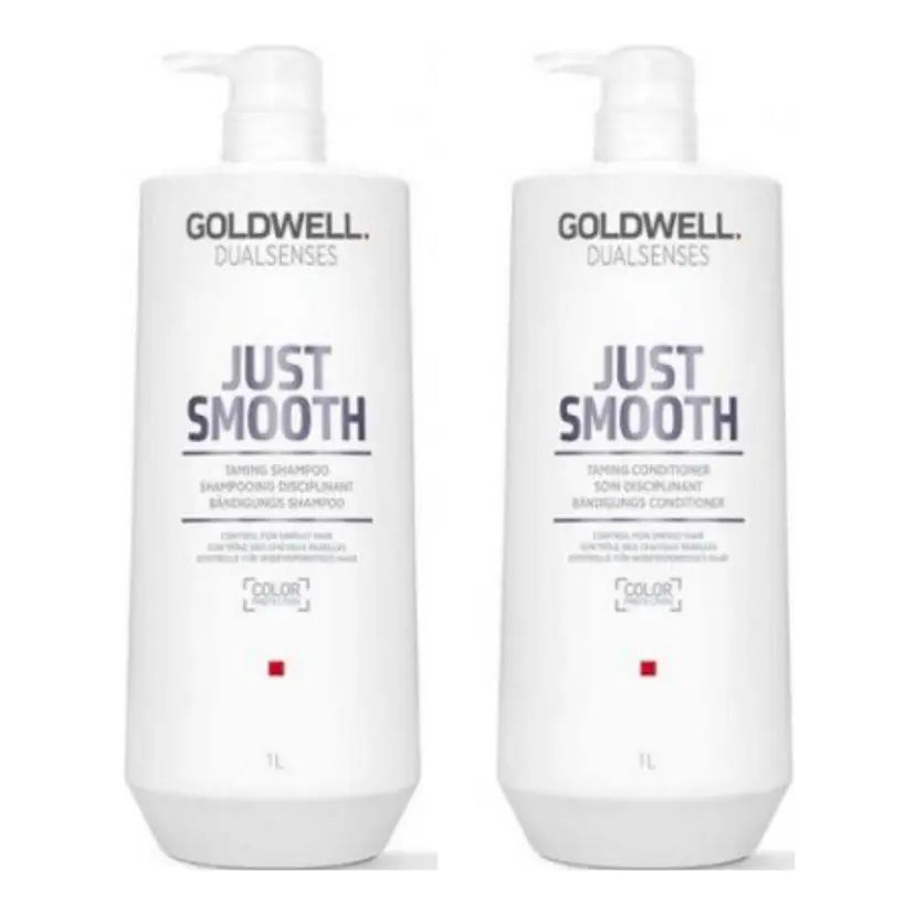 Just Smooth shampoo & conditioner bottles, 1L, white pump tops