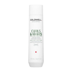 Goldwell Curls & Waves hydrating shampoo bottle, 300 ml, white with green label
