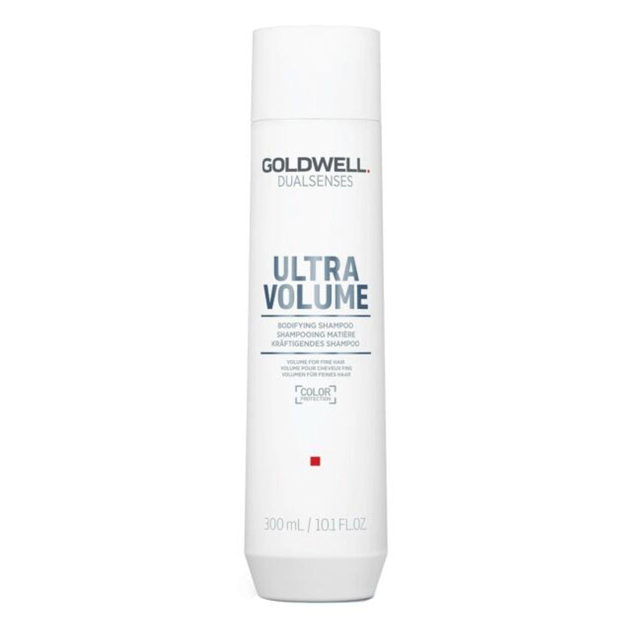 Shampoo bottle labeled Goldwell Dualsenses Ultra Volume, white 300 ml
