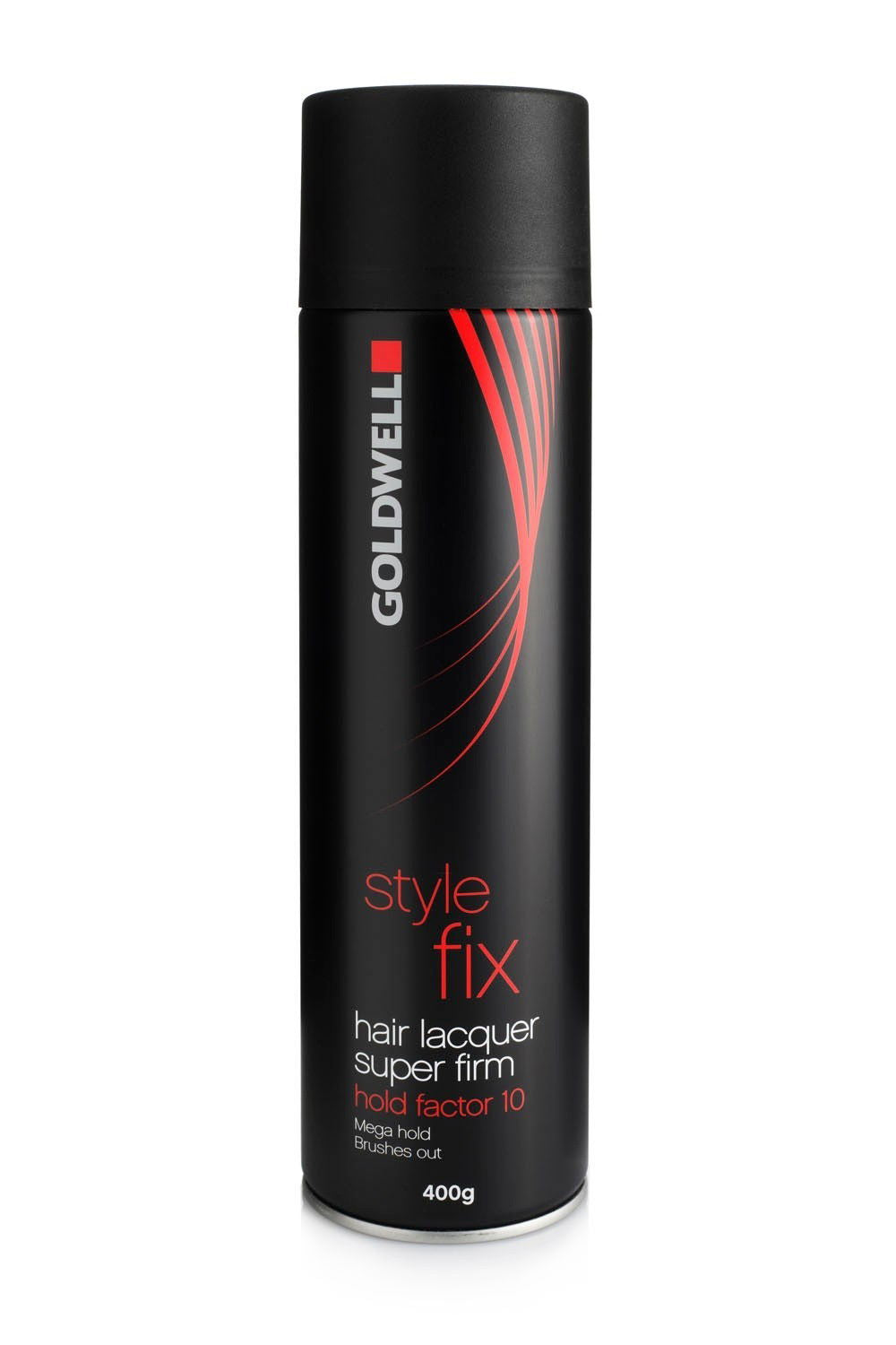 Goldwell hair lacquer super hold spray can, black with red graphics, 400g