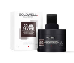 Hair color root retouch powder kit, dark brown to black, includes bottle and box