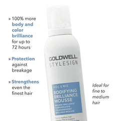 Hair mousse bottle with Goldwell StyleSign branding and volume bodifying label.