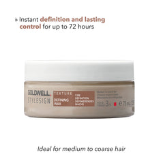 Hair texture defining wax jar, 75 ml, texture and hold information on label
