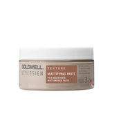 Goldwell StyleSign texture mattifying paste jar, white lid over beige cream