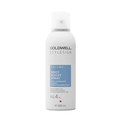 Hair root boost spray bottle, white with blue label and Goldwell StyleSign branding, 200 mL.