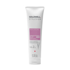 Goldwell StyleSign straightening balm tube, white with pink heat styling label.