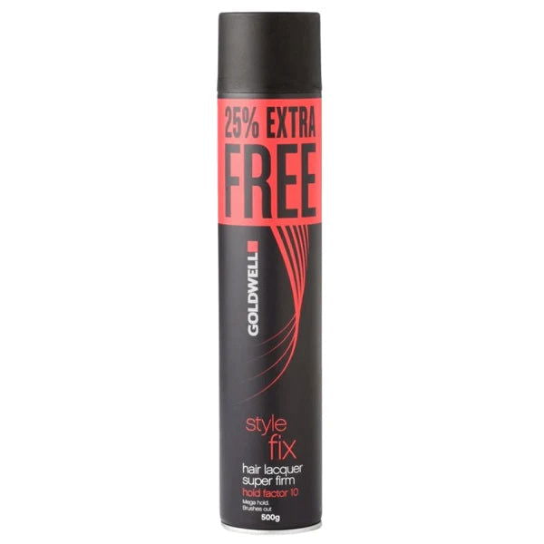 Goldwell hair lacquer super firm aerosol spray can, black with red text