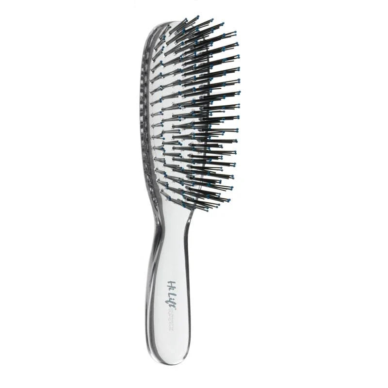 Large paddle hair brush with clear handle and 6-row bristle head