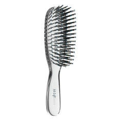 Large paddle hair brush with clear handle and 6-row bristle head