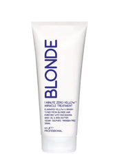 Hair treatment tube, white with blue HL lettering and Blonde label