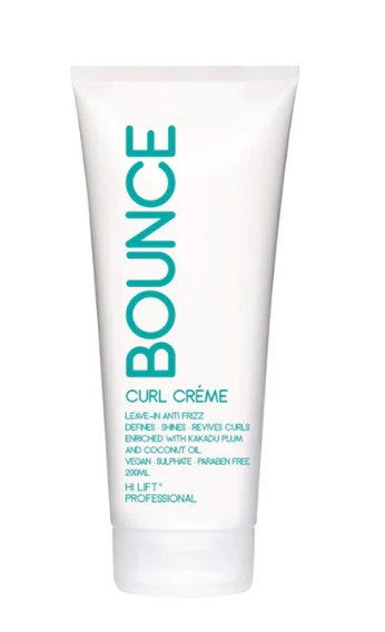 HL Bounce curl creme leave-in anti-frizz tube, white with green label text