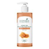 Biotique honey gel foaming face wash bottle with pump, amber-orange liquid container