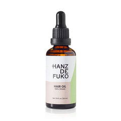Hanz de Fuko hair oil bottle with dropper, amber glass and black cap