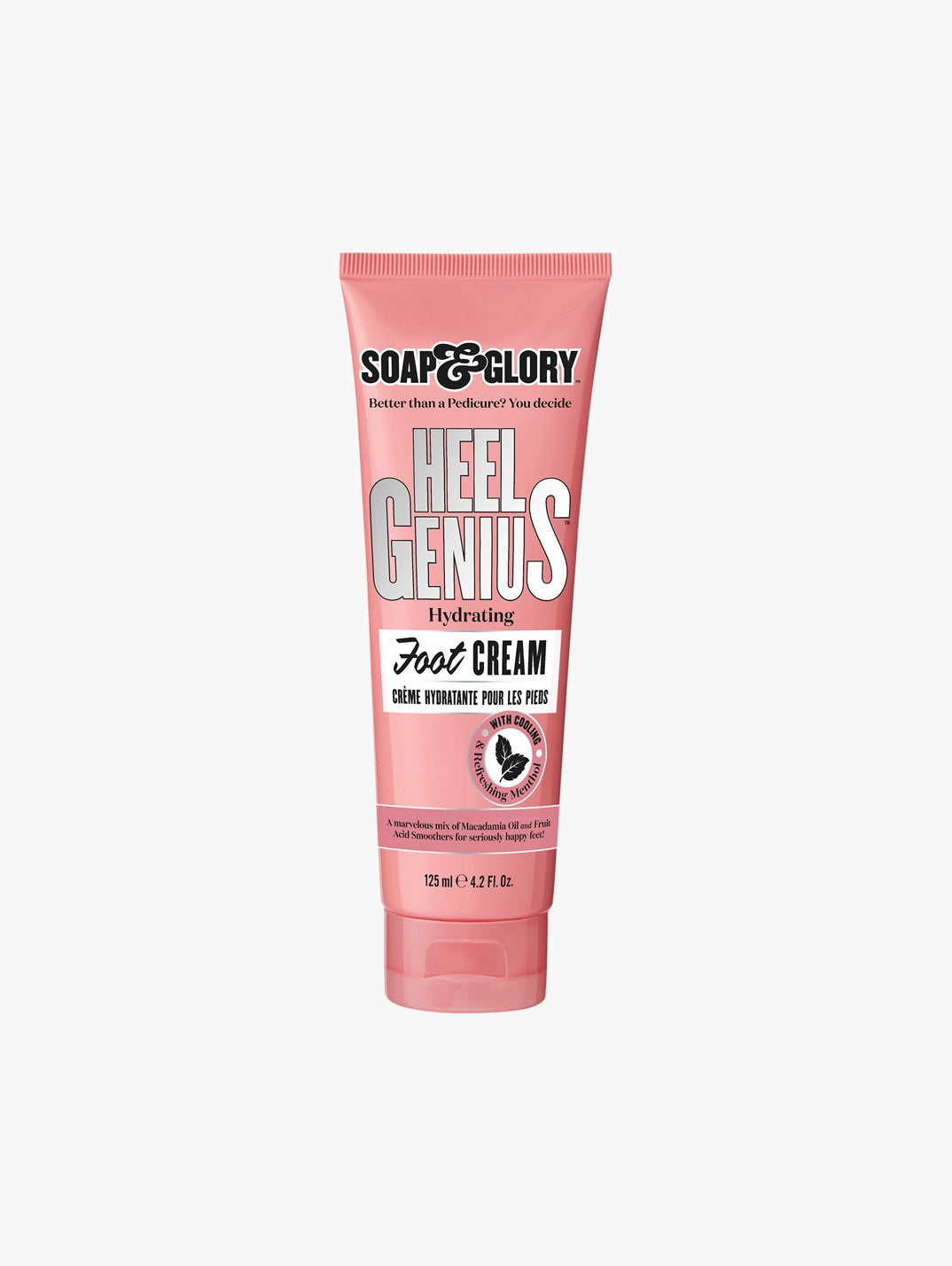 Soap & Glory Heel Genius hydrating foot cream tube, pink, 125 ml