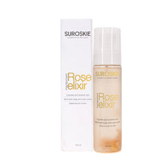 Suroskie Rose Elixir facial spray bottle with matching product box, 100 ml