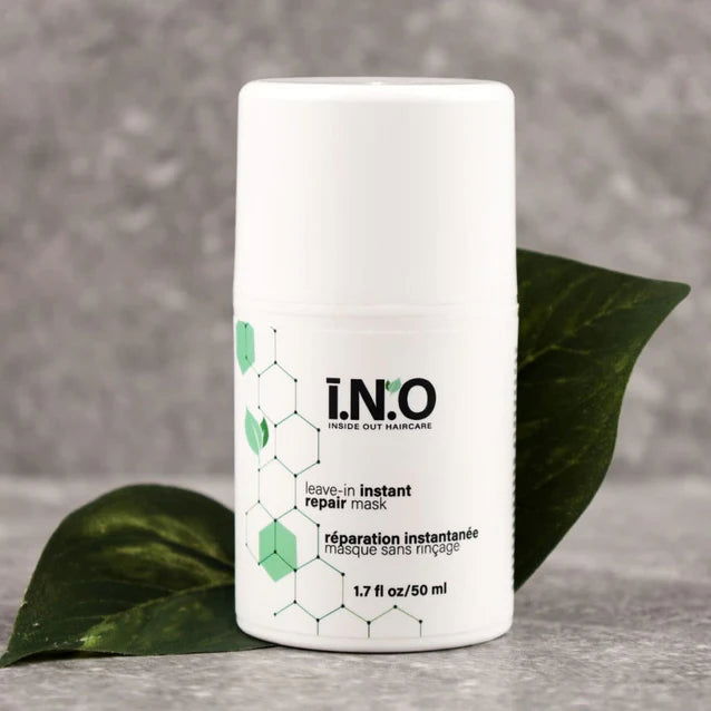 INO leave-in instant repair mask bottle, white with green graphic label, 50 ml