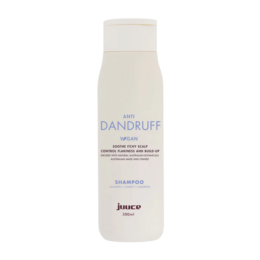 Anti-dandruff shampoo bottle, 300 ml, light beige with vegan label