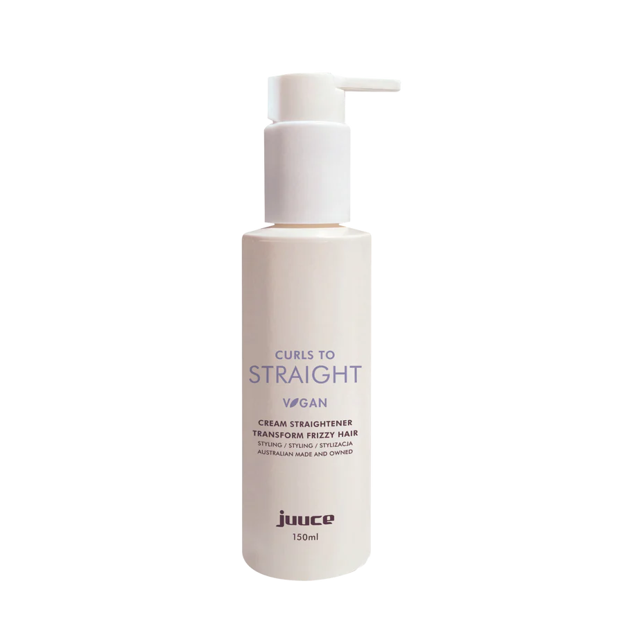 JUUCE Curls to Straight vegan cream straightener bottle, 150ml