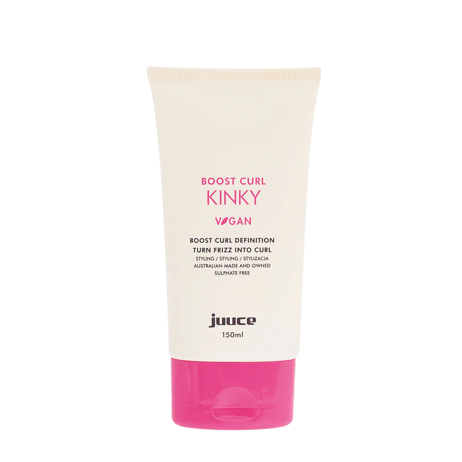 Hair curl gel tube, white and pink, 150ml—Boost Curl Kinky Vegan