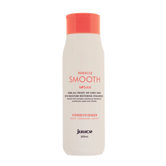 JUUCE Miracle Smooth hair conditioner bottle, 300 ml, white with coral cap