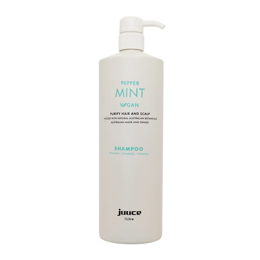 JUUCE peppermint shampoo bottle with pump dispenser, 1 Litre