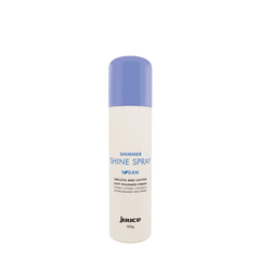 Shimmer shine spray bottle with purple cap, white label