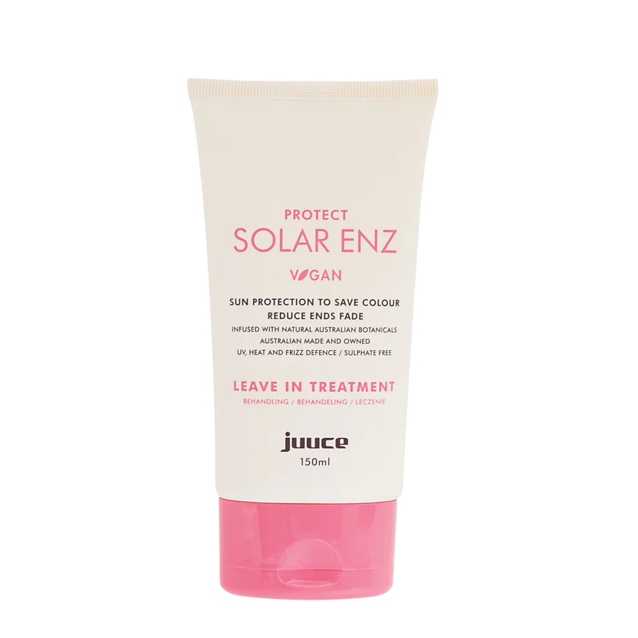 JUUCE Solar Enz sunscreen tube, 150 ml, white with pink base