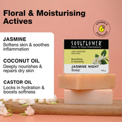 Jasmine night soap box with stacked soap bars, 150 g, floral moisturizing