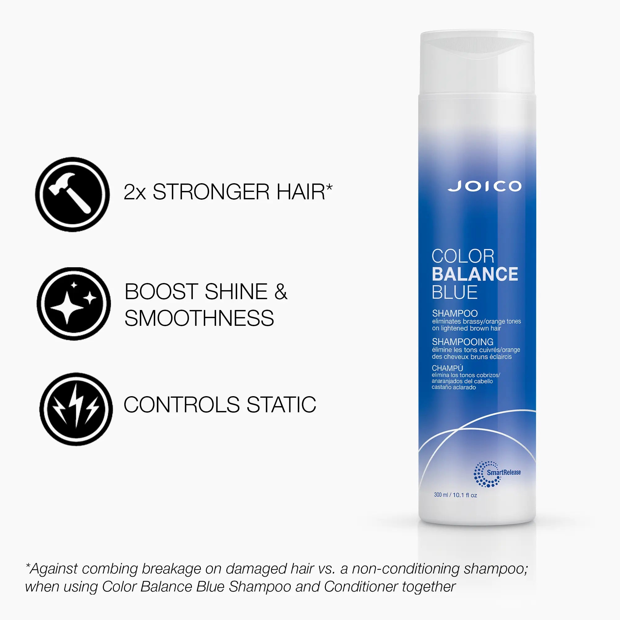 Joico Color Balance Blue shampoo bottle, blue liquid, 300 ml