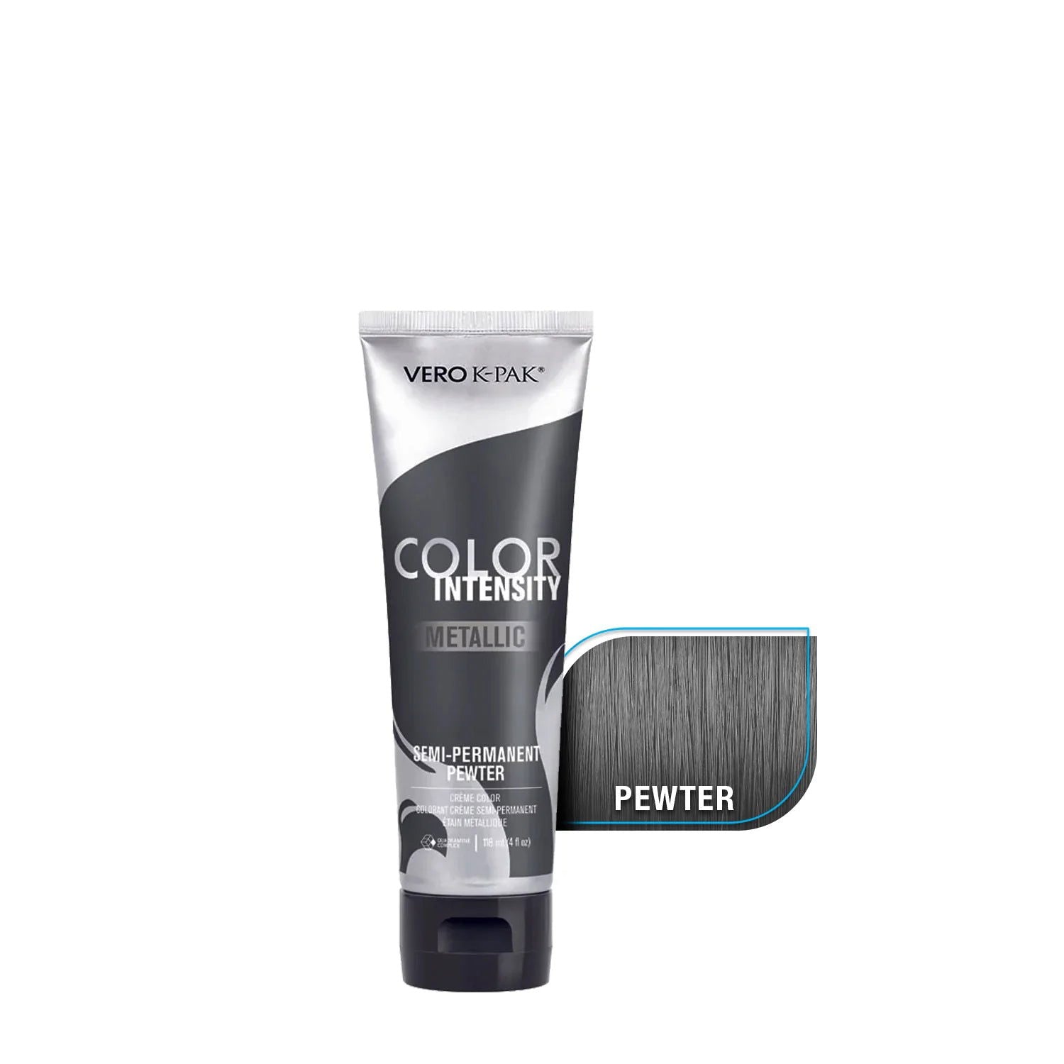 Metallic pewter semi-permanent hair color in squeeze tube