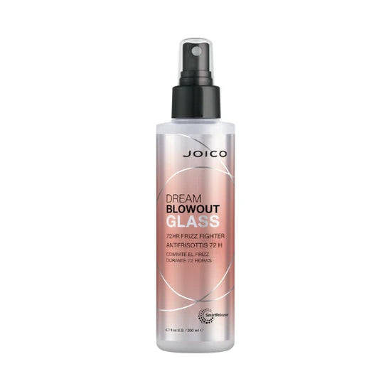 Joico Dream Blowout Glass 72hr frizz fighter spray, clear 200 ml bottle with black pump