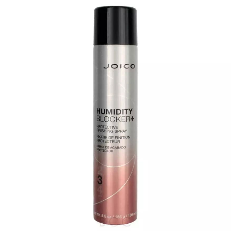 Joico Humidity Blocker+ finishing spray bottle with black cap, 155 g.