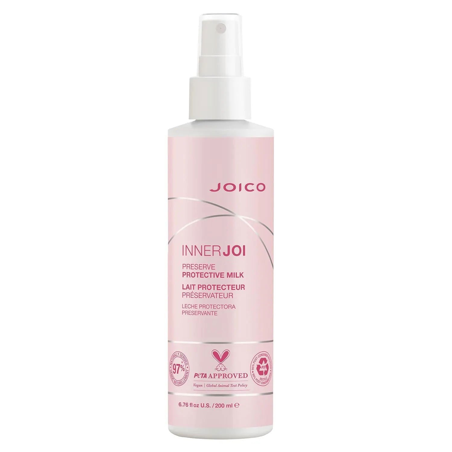 Joico InnerJoi protective milk bottle with pump, pink liquid, 200 ml