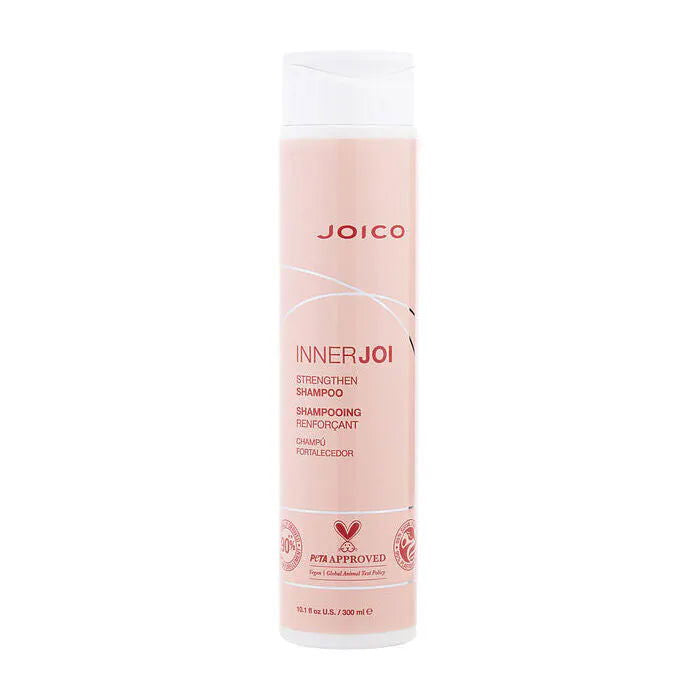 Joico InnerJoi strengthen shampoo bottle with white cap, pink label, 300 ml