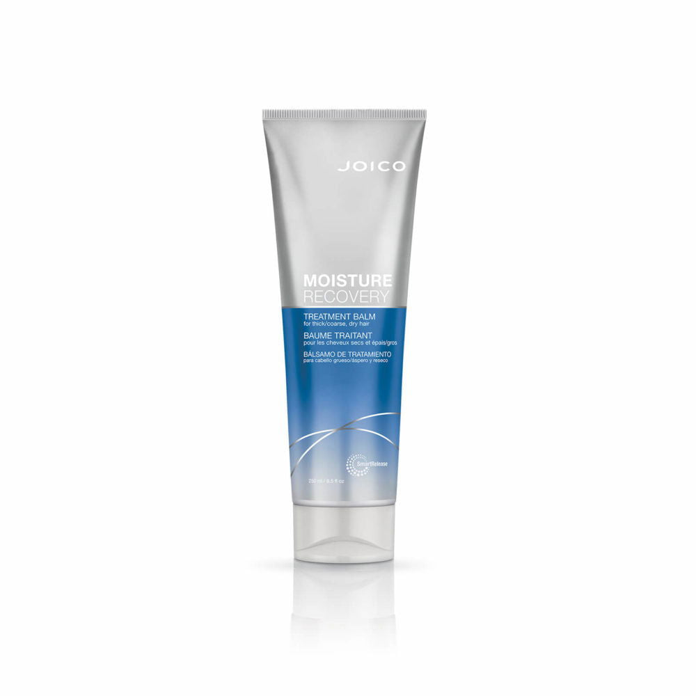 Joico Moisture Recovery Treatment Balm in white and blue squeeze tube