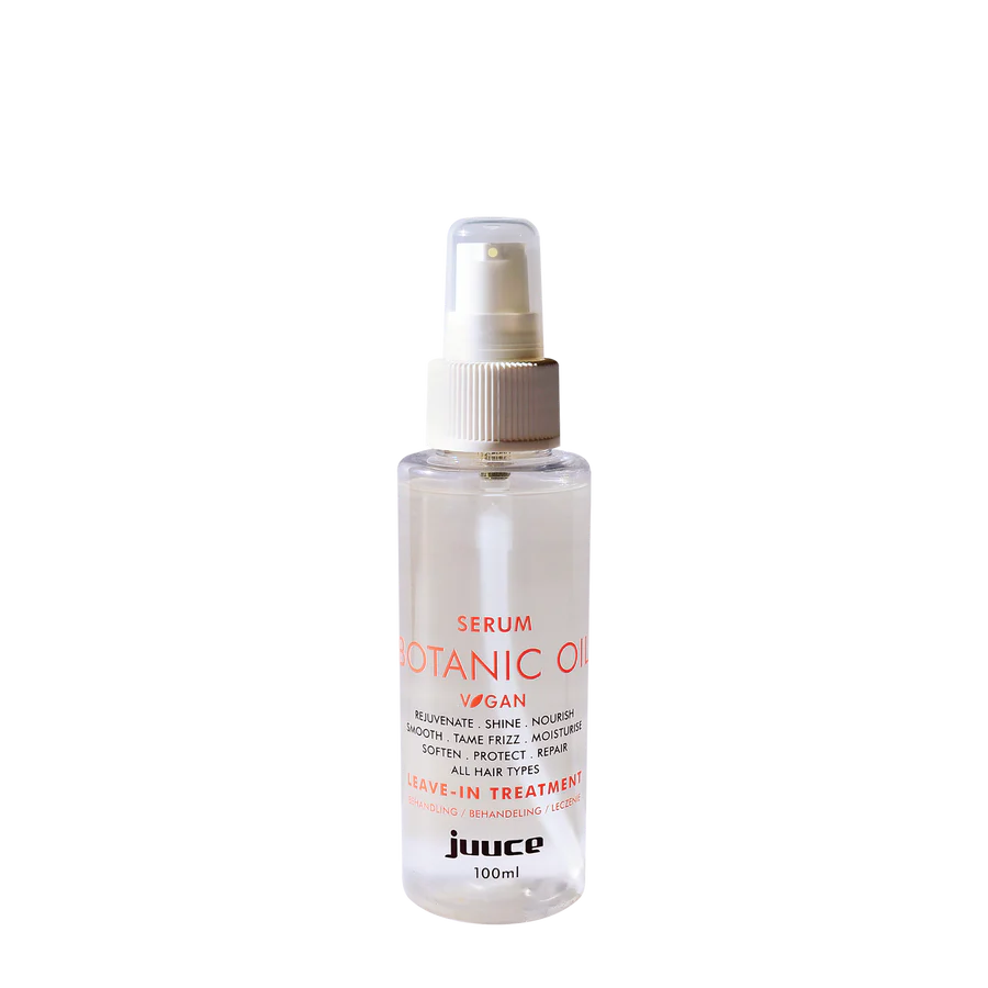 Juuce botanic oil serum bottle, clear glass with pump, 100 ml