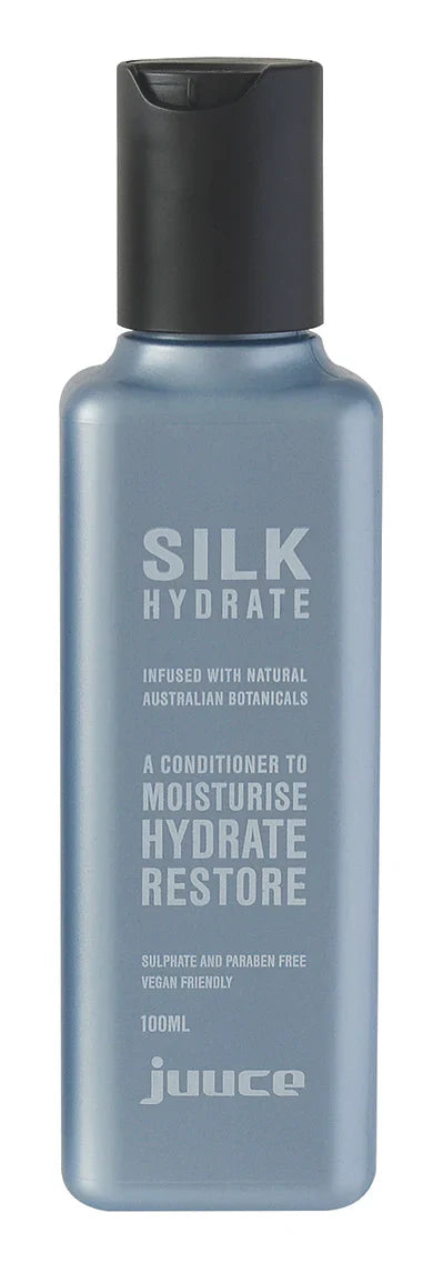 Silk hydrate shampoo bottle, blue bottle with dark cap, 100 ml