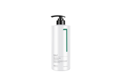KOBO scalp care 750ml pump bottle, black top, white bottle with green stripe