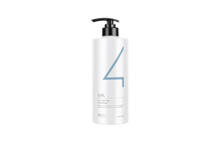 KOBO curl conditioner bottle with black pump, white with blue accent