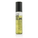 KMS Add Volume leave-in conditioner bottle, 150 ml, black cap and pale yellow liquid